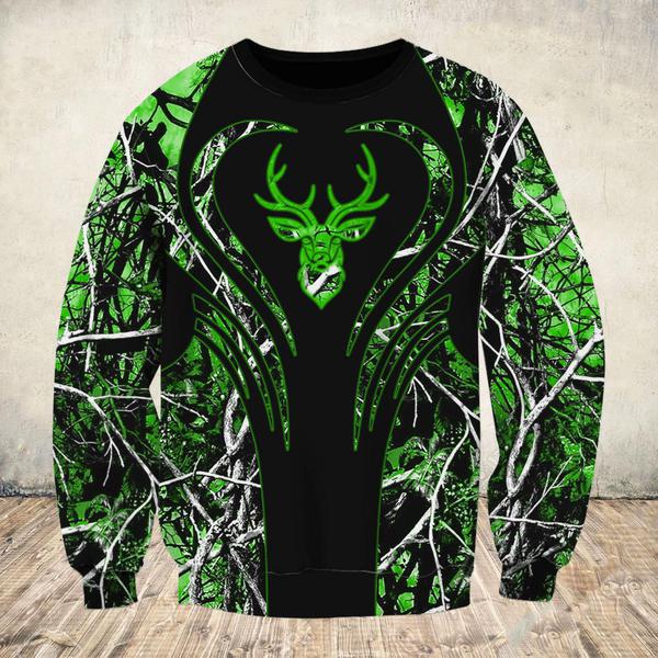 Love deer green all over print sweatshirt