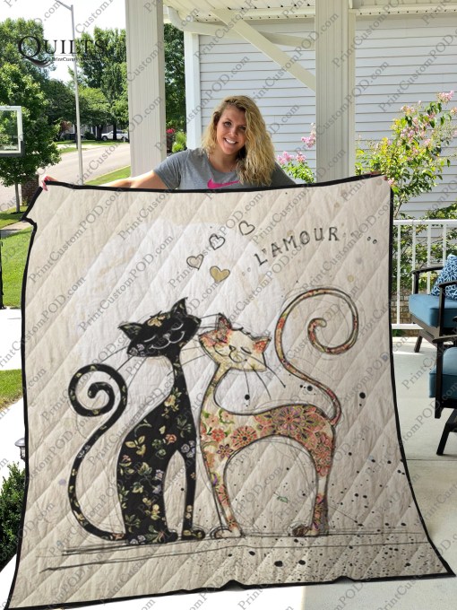 Love l'amour two cats quilt 1