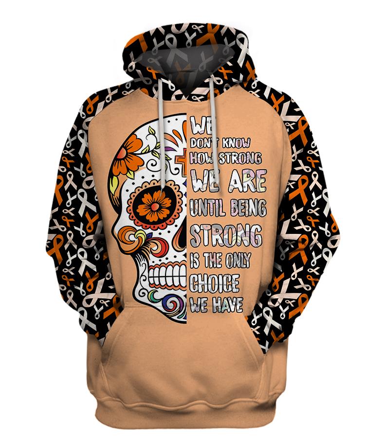 Multi-color we don't know how strong we are sugar skull cancer awareness hoodie - orange