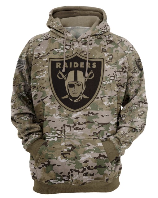 Oakland raiders camo style all over print hoodie 1