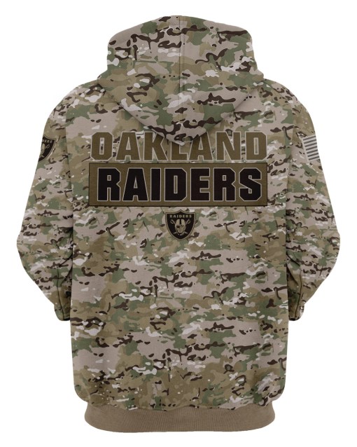 Oakland raiders camo style all over print hoodie 2