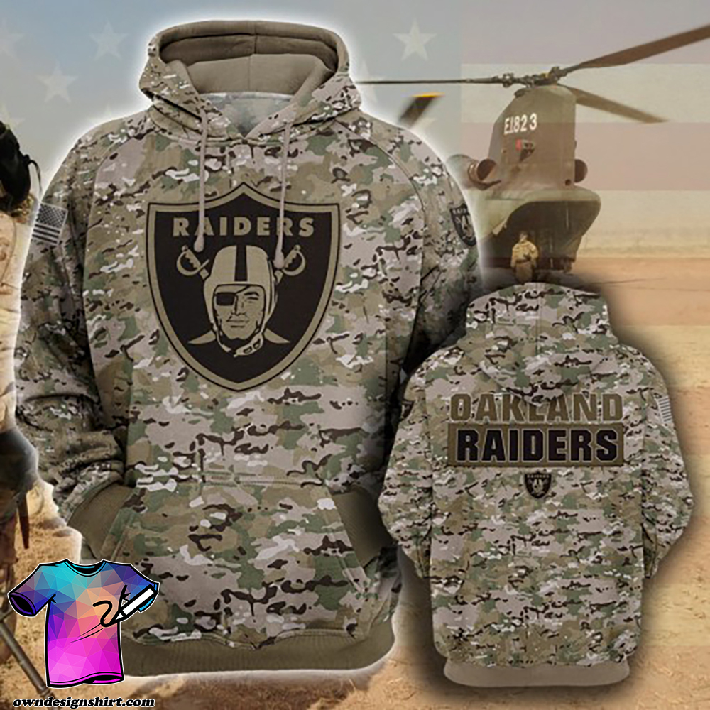 Oakland raiders camo style all over print hoodie