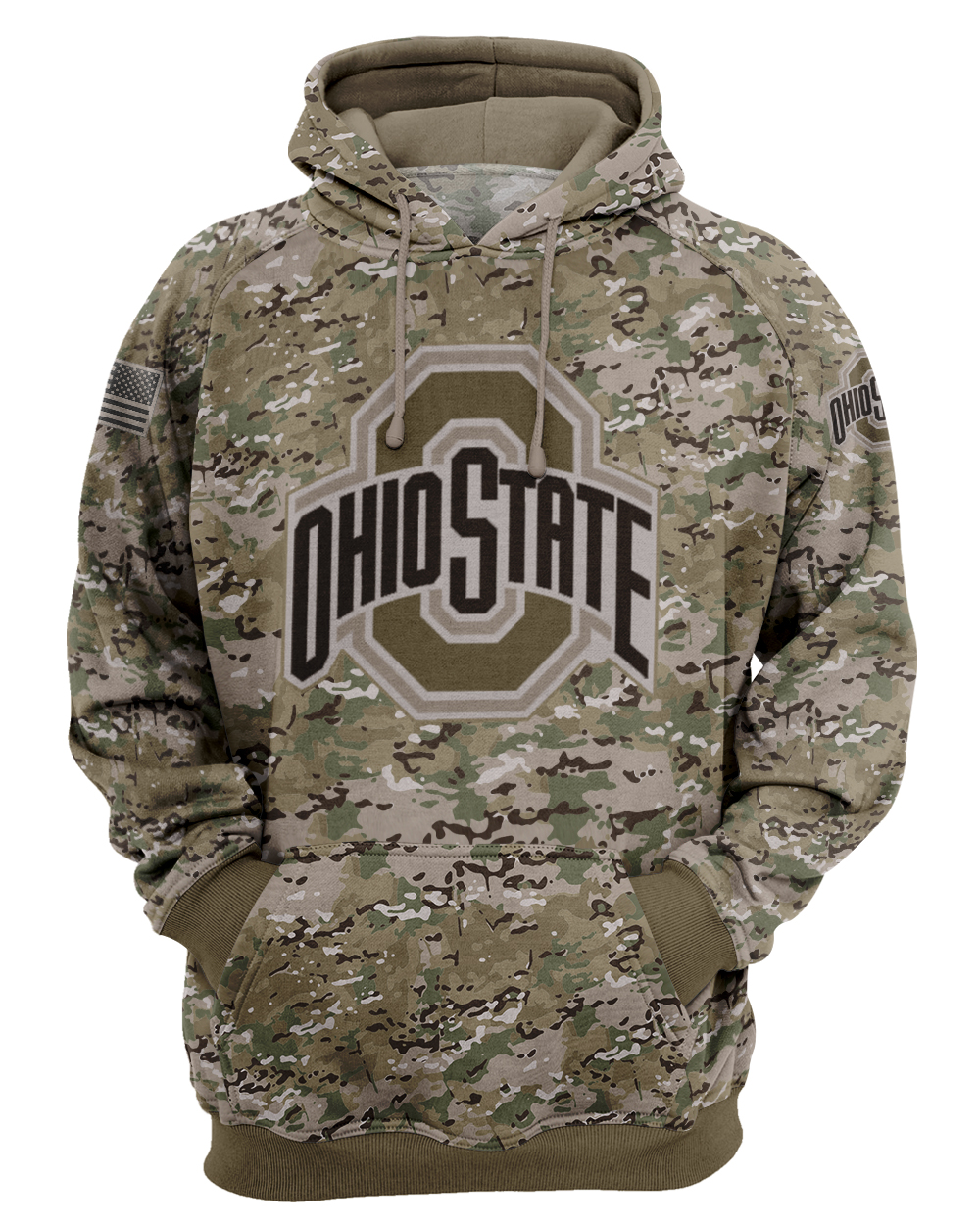 Ohio state buckeyes camo style all over print hoodie 1