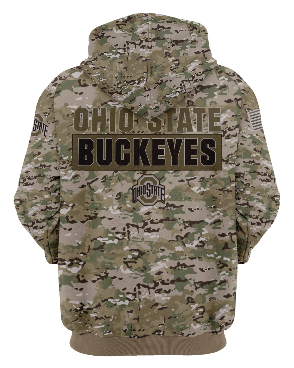 Ohio state buckeyes camo style all over print hoodie - back