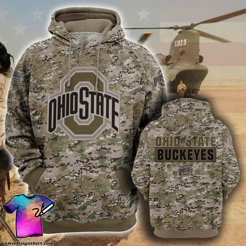 Ohio state buckeyes camo style all over print hoodie