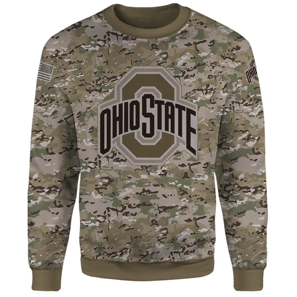Ohio state buckeyes camo style all over print sweatshirt