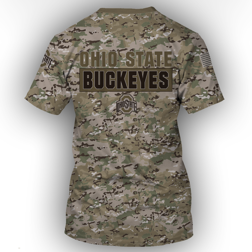 Ohio state buckeyes camo style all over print tshirt - back