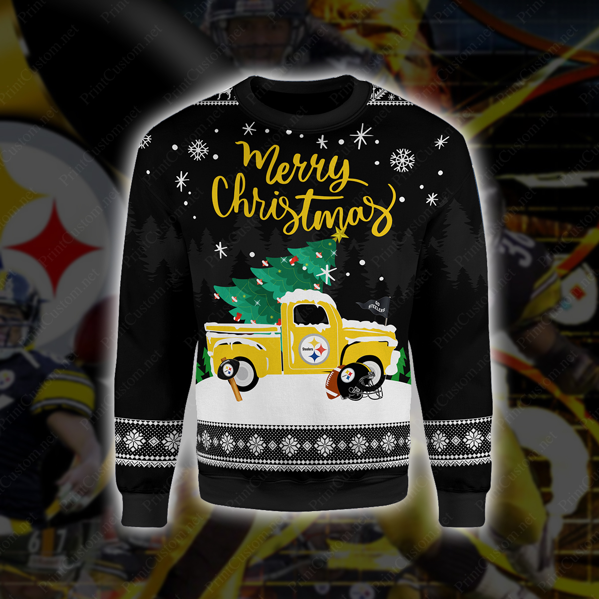 Pittsburgh steelers merry christmas full printing sweater