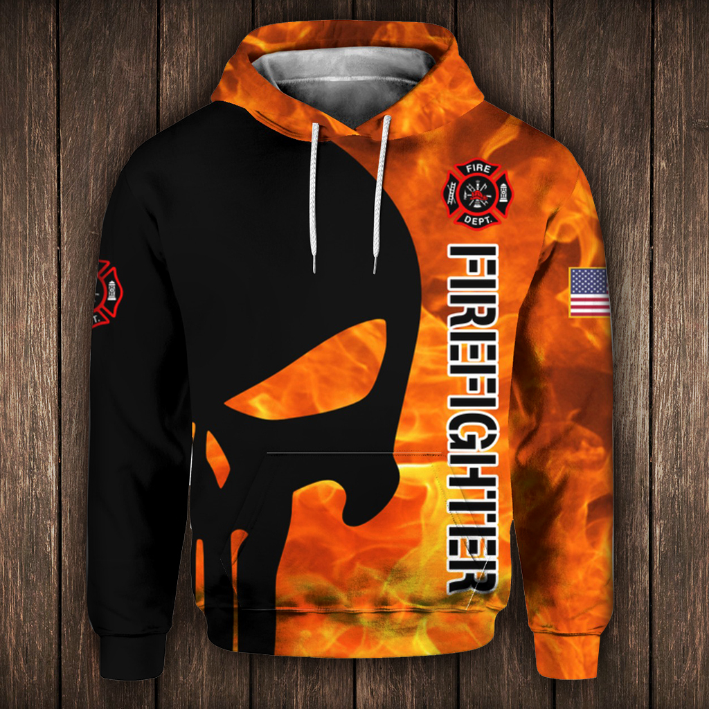 Punisher firefighter full printing hoodie 3