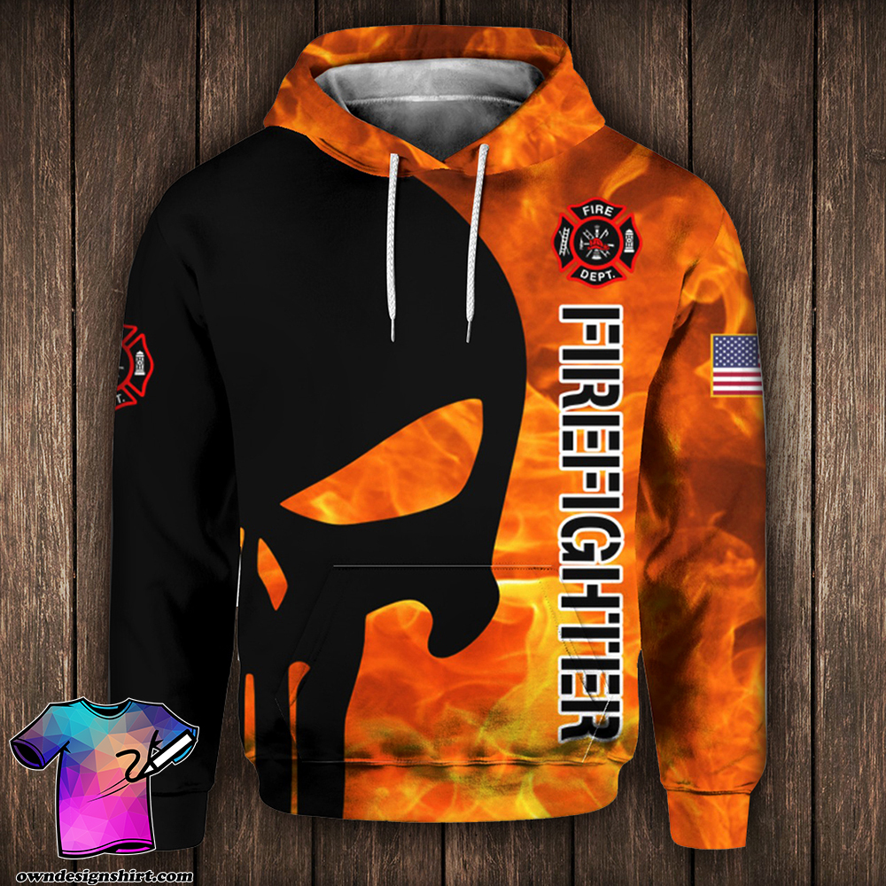 Punisher firefighter full printing hoodie