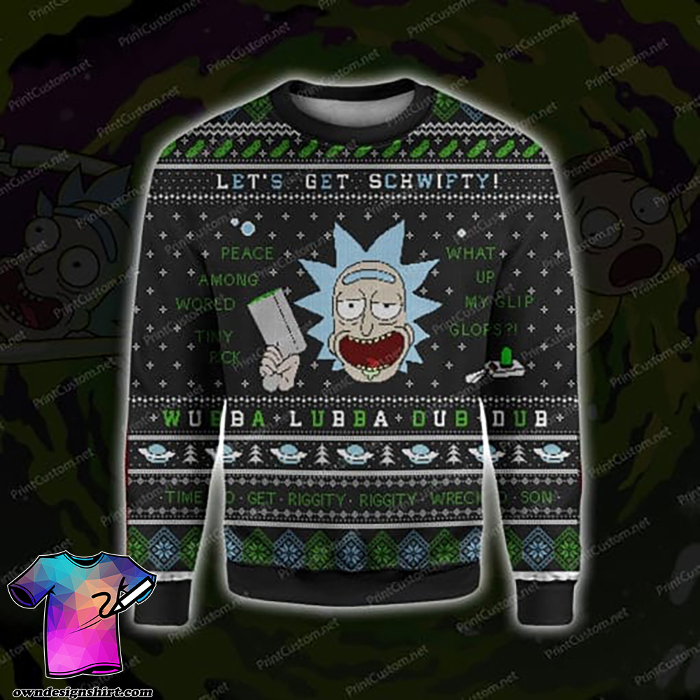 Rick and morty let's get schwifty ugly christmas sweater