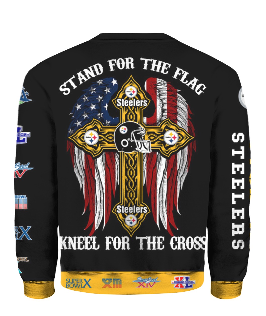 Stand for the flag kneel for the cross pittsburgh steelers all over print sweatshirt - back