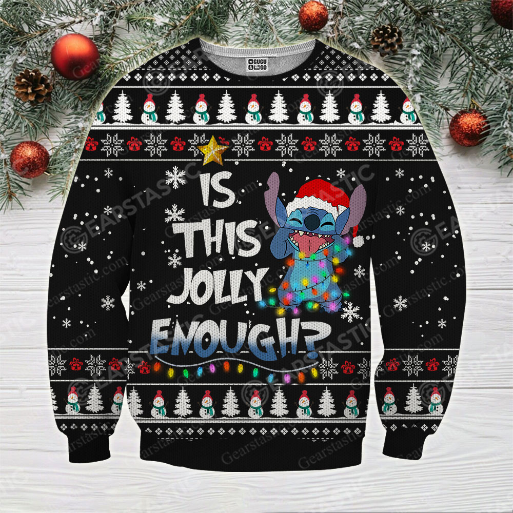 Stitch is this jolly enough ugly christmas sweatshirt 1