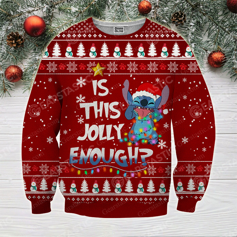 Stitch is this jolly enough ugly christmas sweatshirt 4
