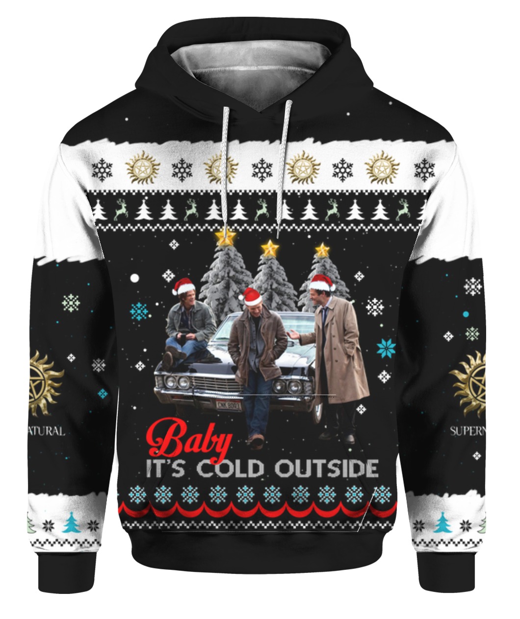 Supernatural baby it's cold outside ugly christmas hoodie