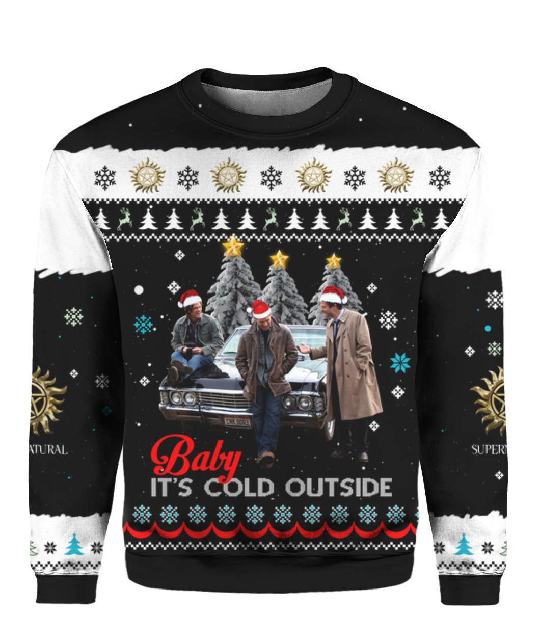 Supernatural baby it's cold outside ugly christmas sweater 1