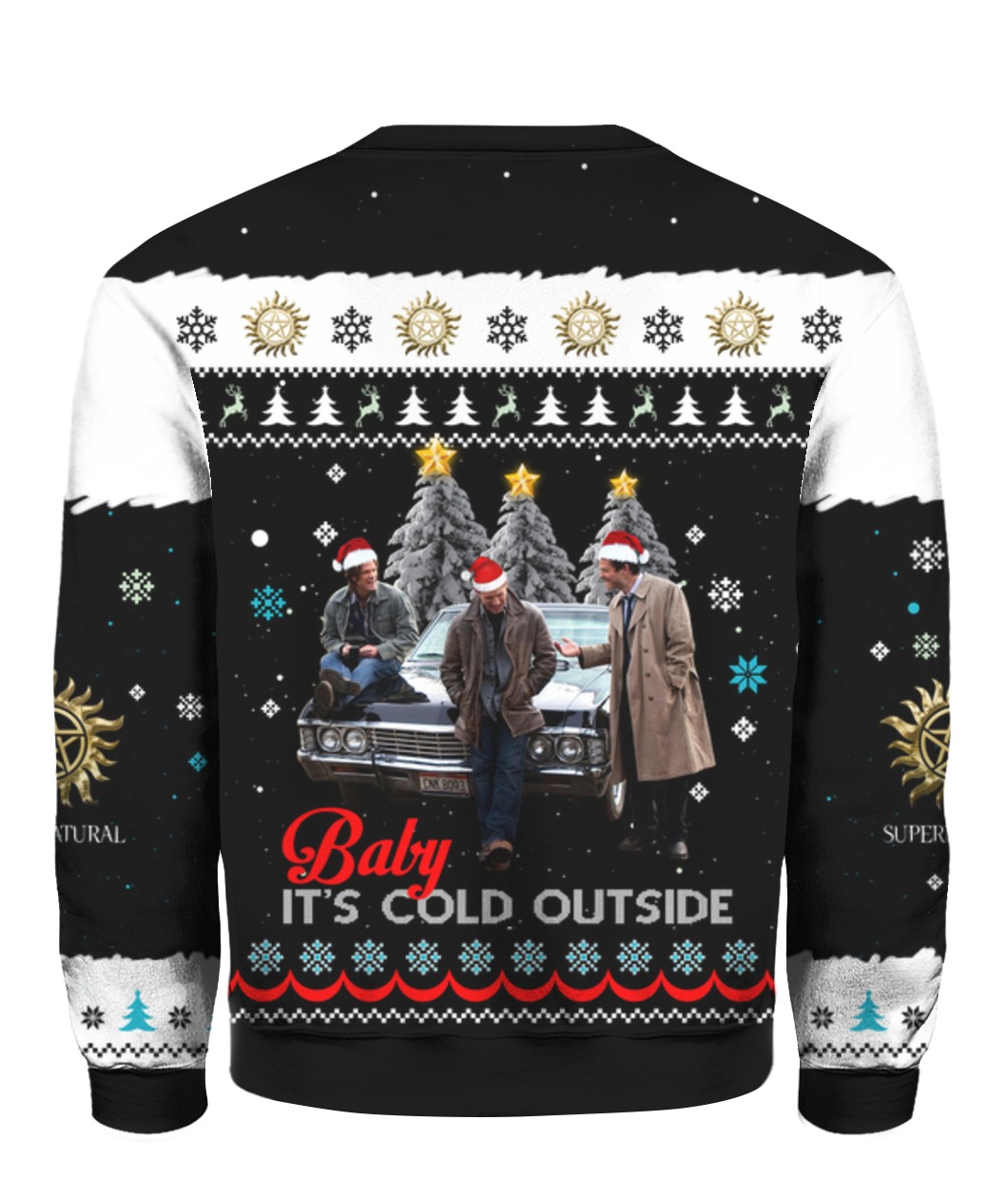Supernatural baby it's cold outside ugly christmas sweater  - back