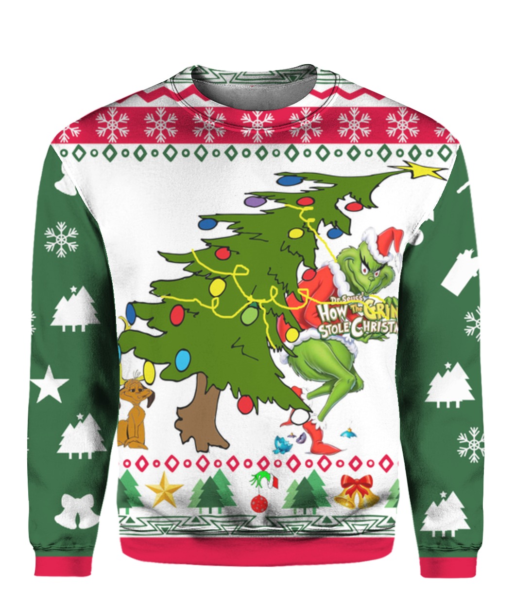The grinch stole christmas tree full printing ugly christmas sweater 1