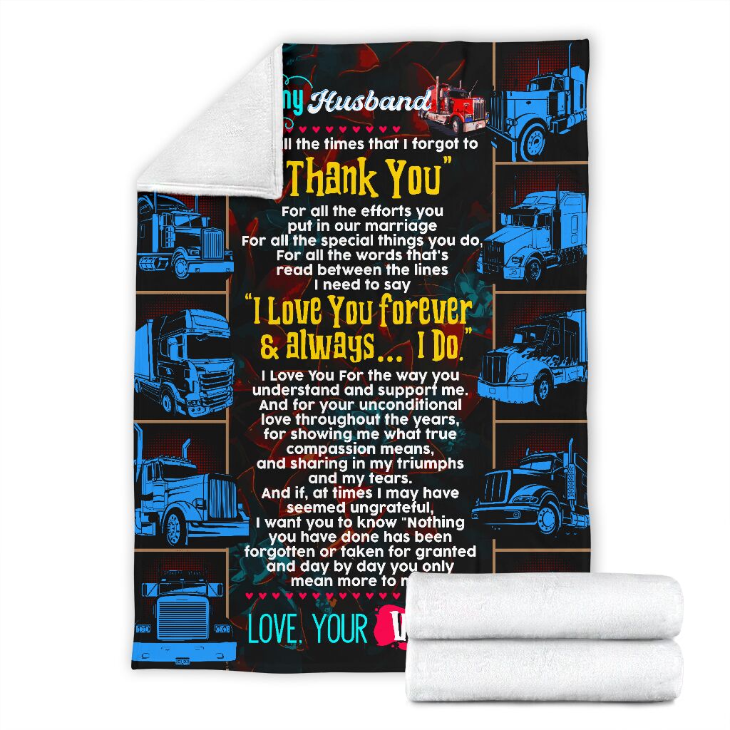 To my husband love your wife trucker blanket 2