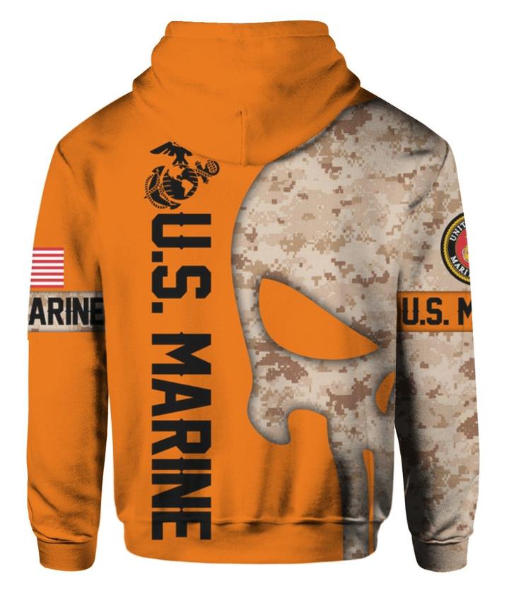 US marine corps the punisher all over print hoodie - back