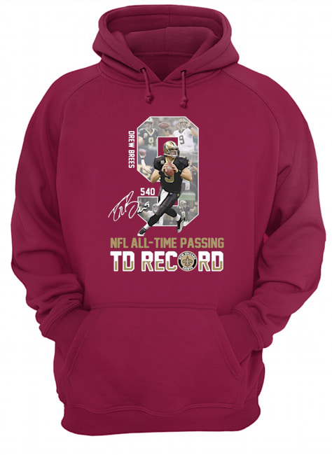 9 drew brees nfl all-time passing to record signature hoodie