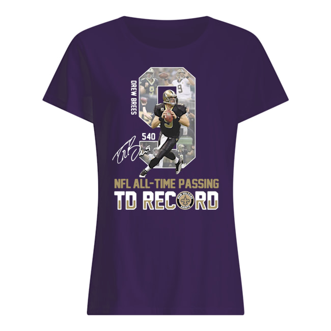 9 drew brees nfl all-time passing to record signature womens shirt