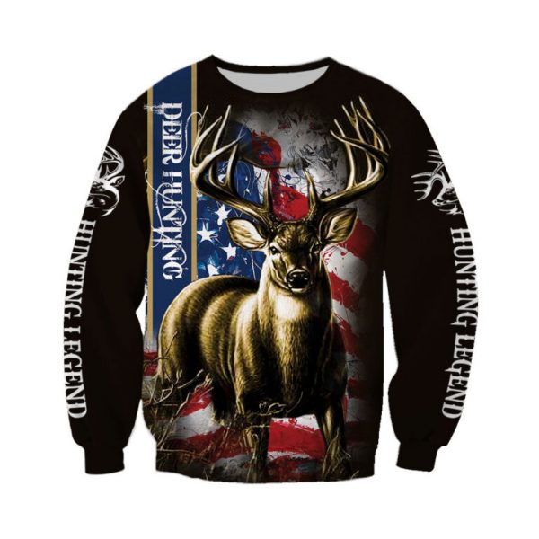 American flag hunting deer hunter all over print sweatshirt