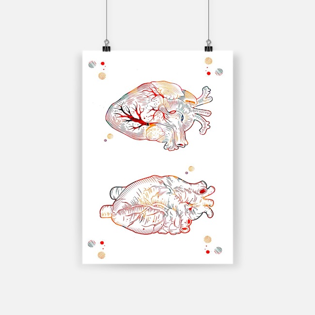 Anatomical heart painting watercolor painting of human heart poster 1