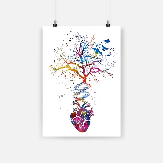 Anatomy of human heart dna tree colorful heart poster 2