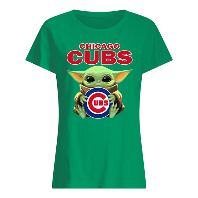 Baby yoda hug chicago cubs womens shirt
