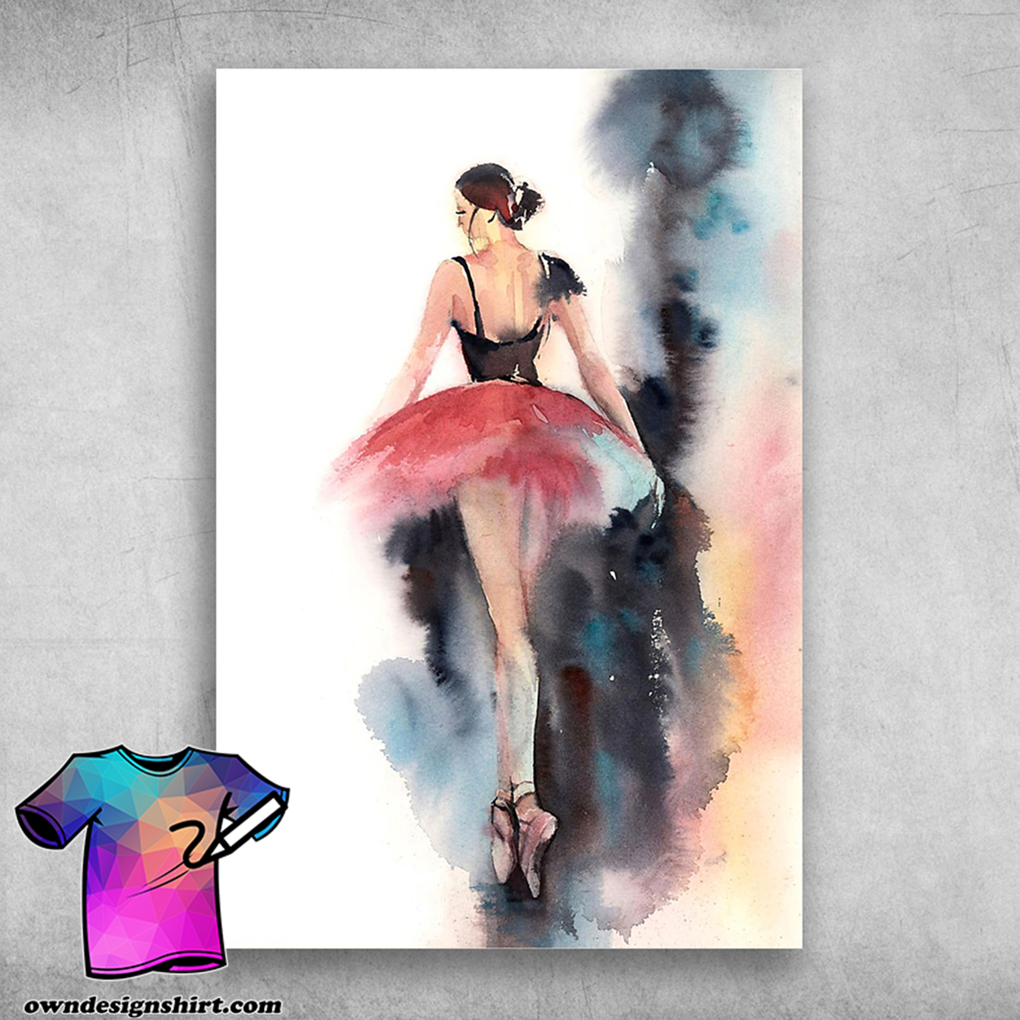 Ballet for life ballet dancer ballerina watercolor painting poster