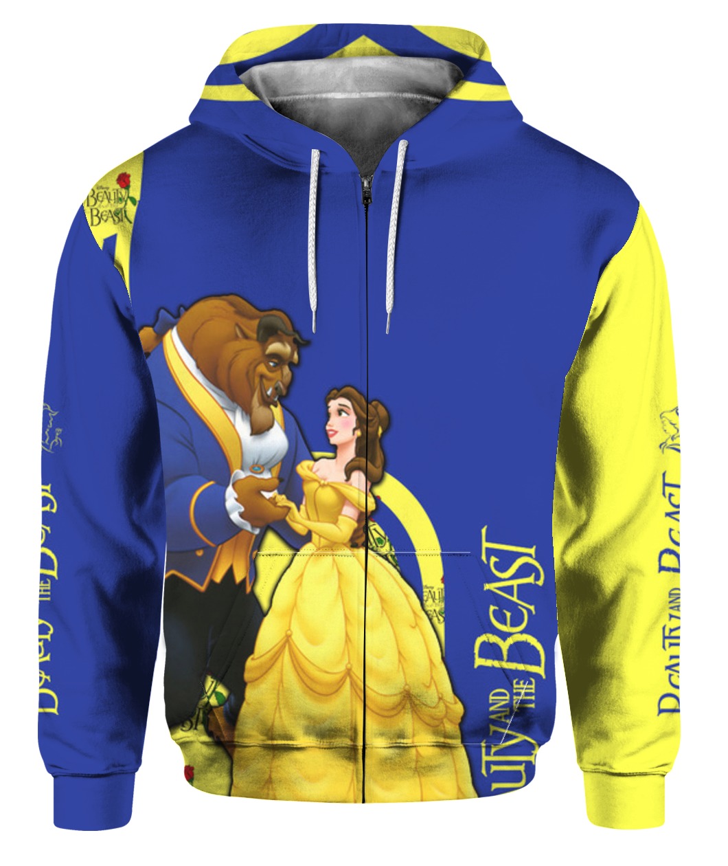 Beauty and the beast full printing zip hoodie 1
