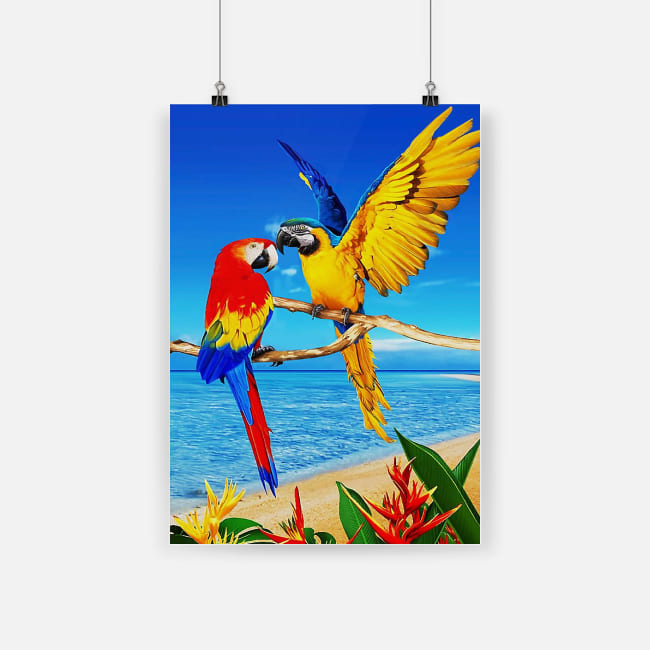 Colorful parrots macaw parrot towel tropical bird poster 1