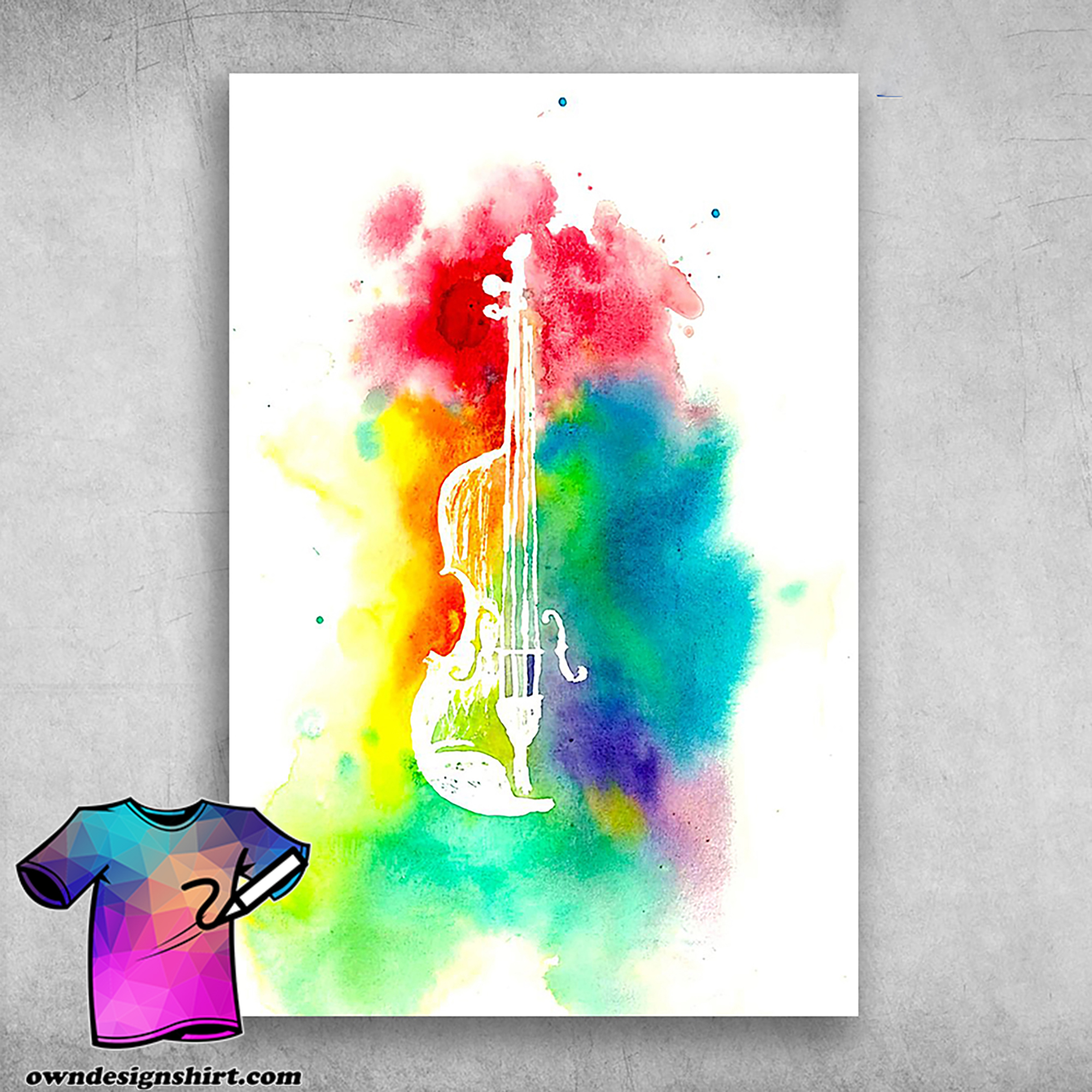 Colorful violin musical instrument poster