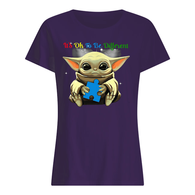 It's ok to be different autism awareness baby yoda womens shirt