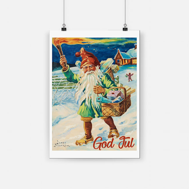 Norway god jul nisse 1947 vintage christmas poster 2