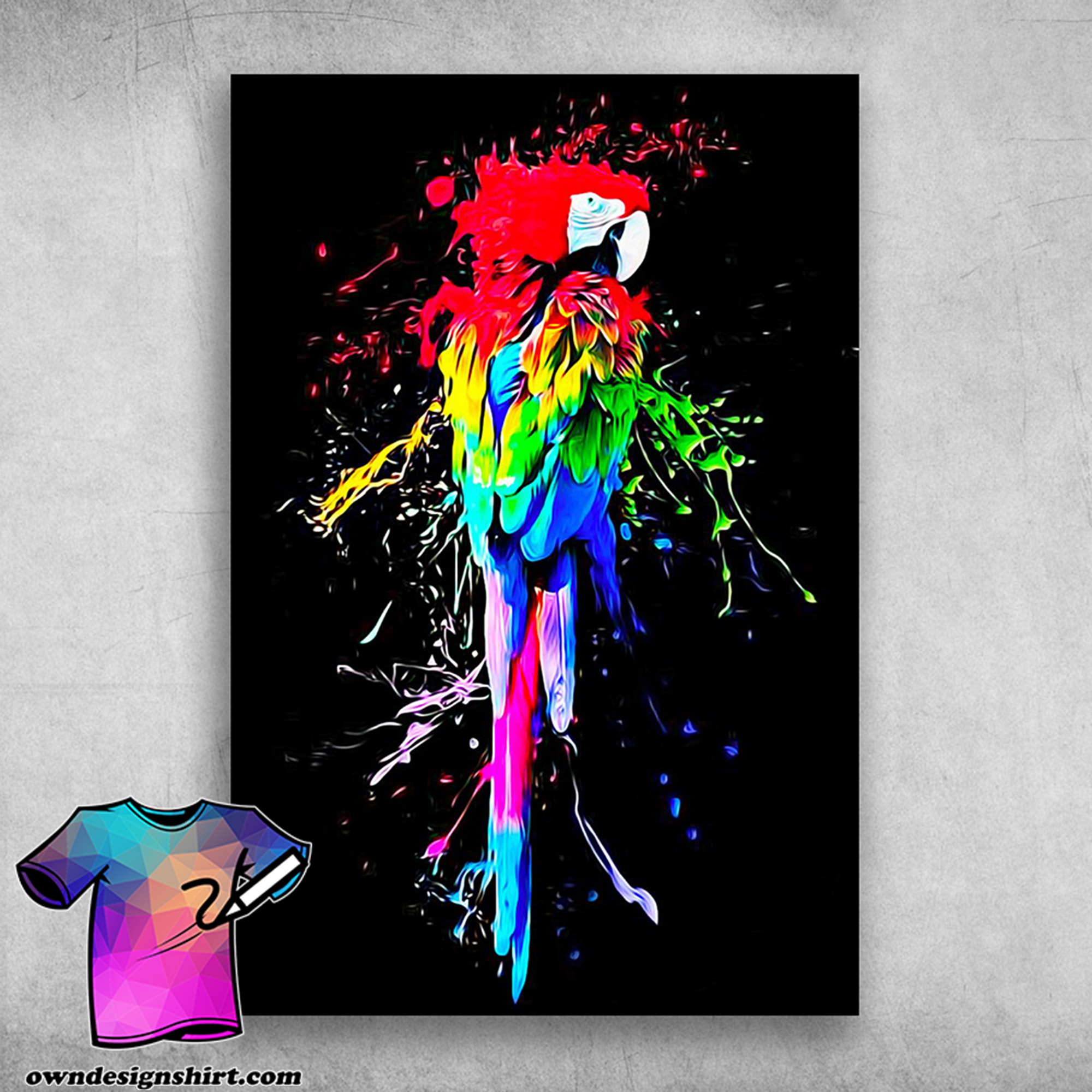 Parrot splash beautiful colorful parrot poster