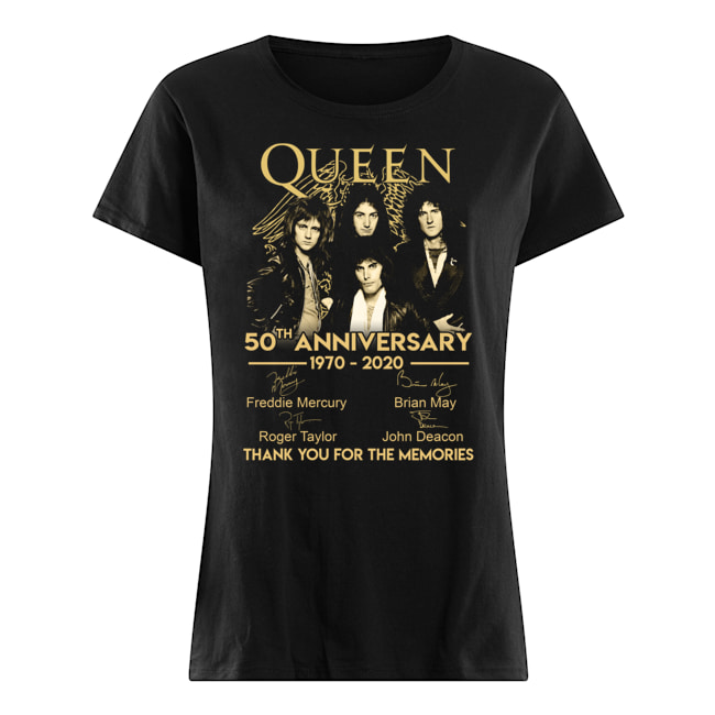 Queen 50th anniversary 1970-2020 signatures womens shirt