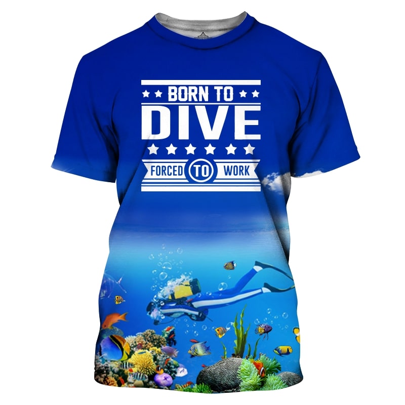 Scuba diving born to dive full printing tshirt
