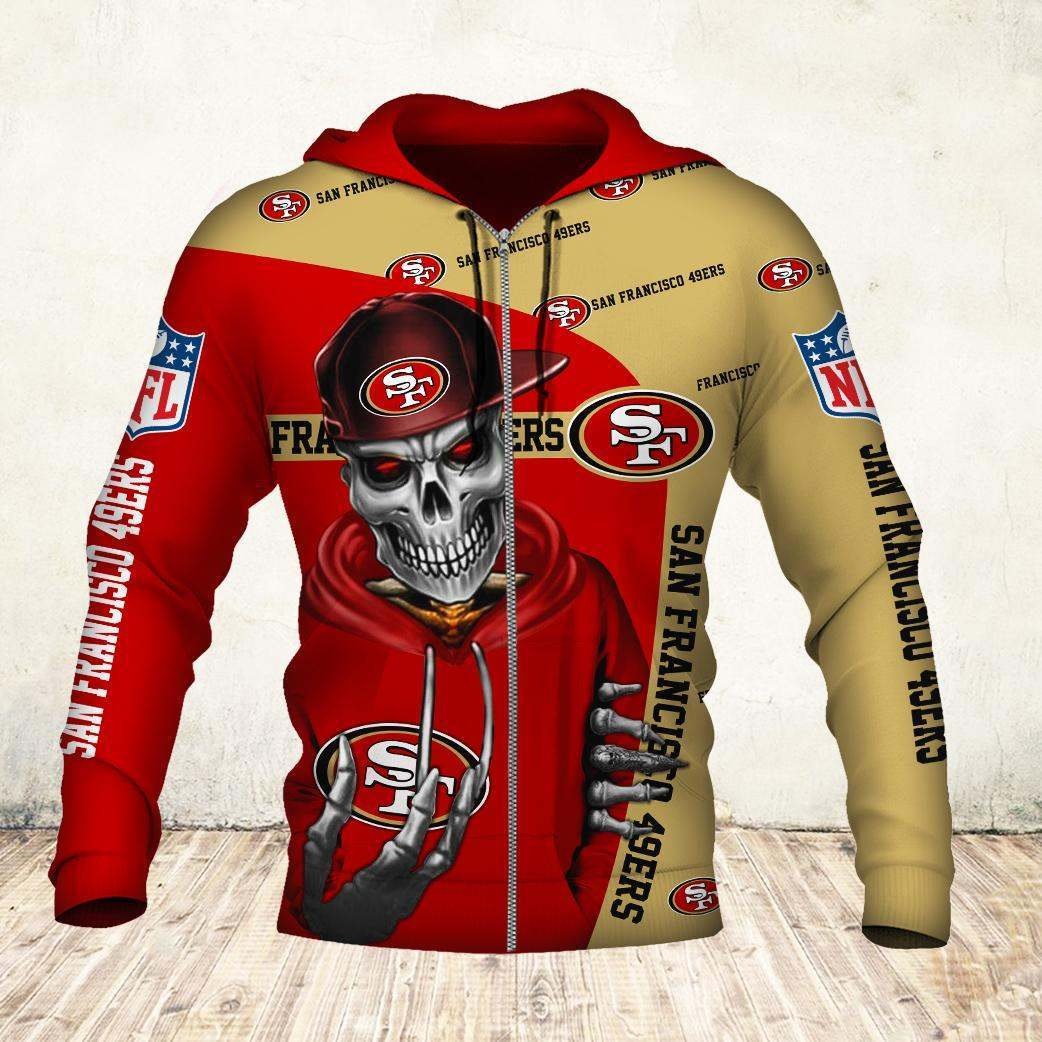 Skul san francisco 49ers all over print zip hoodie