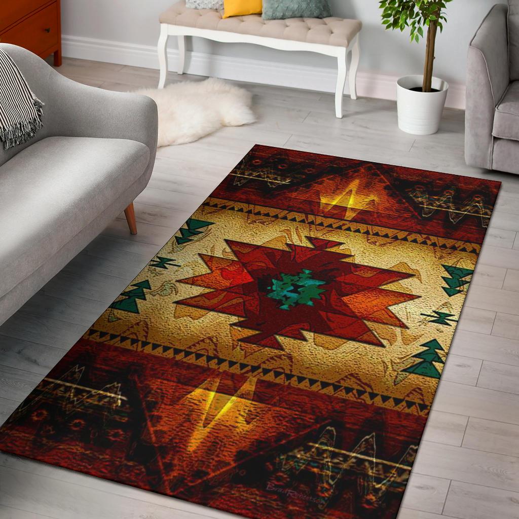 South west native american brown area rug