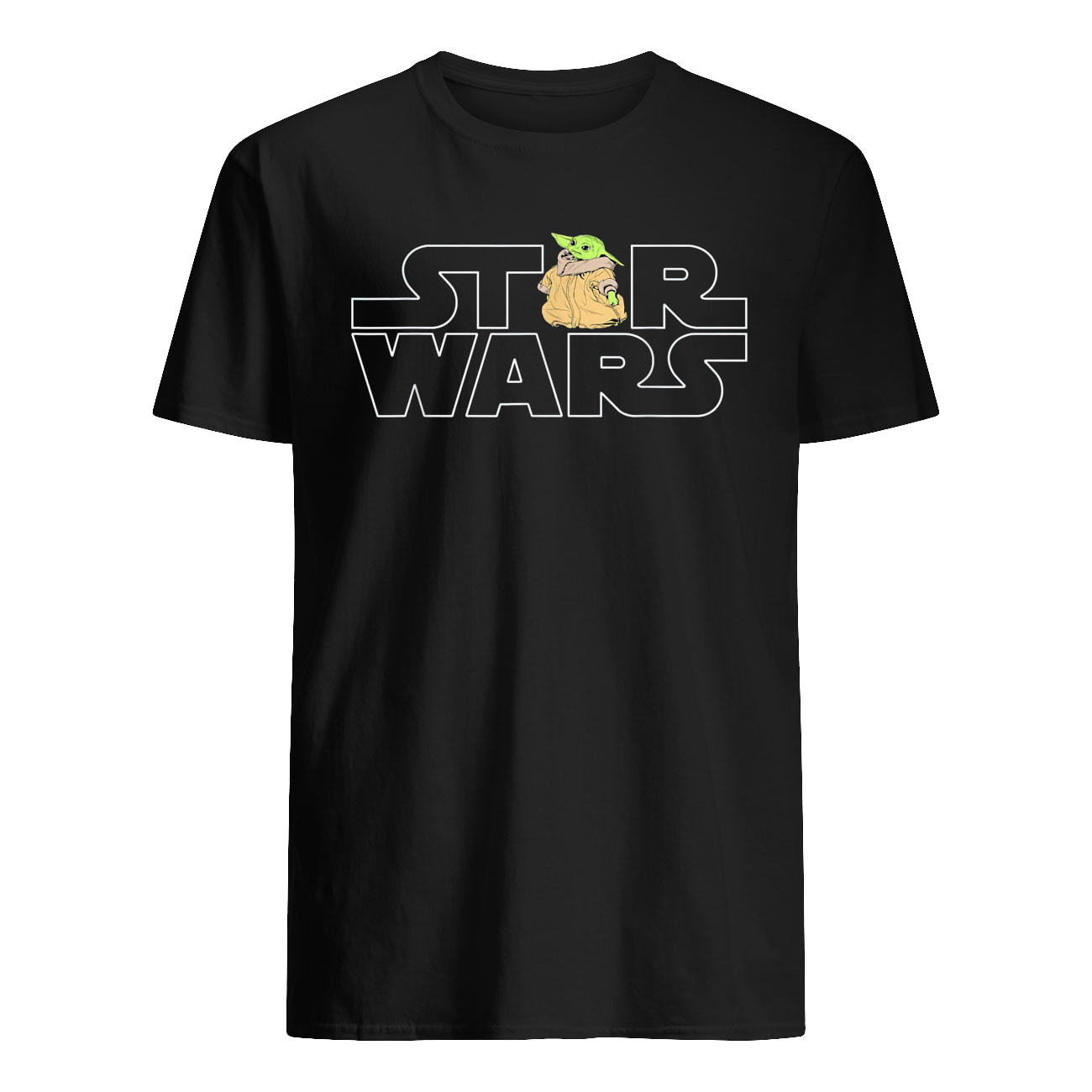 Star wars logo and the child from the mandalorian mens shirt