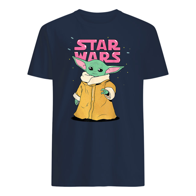 Star wars the mandalorian the child pink bubble letters mens shirt