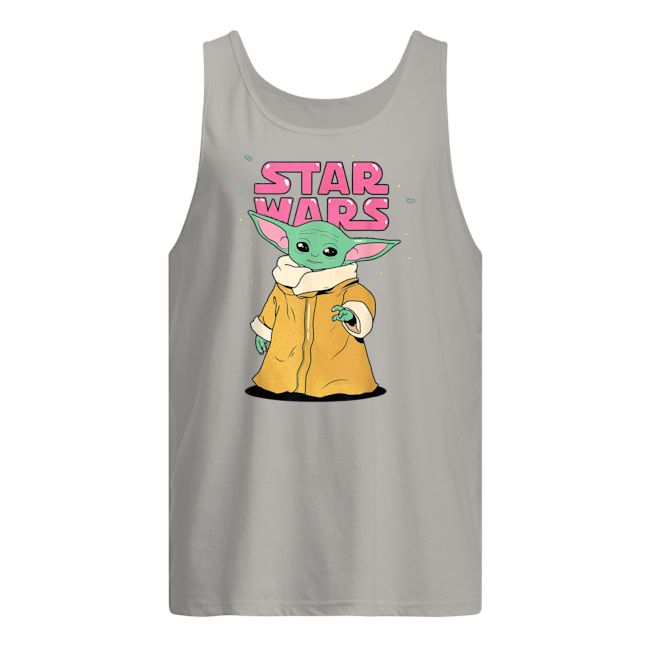 Star wars the mandalorian the child pink bubble letters tank top