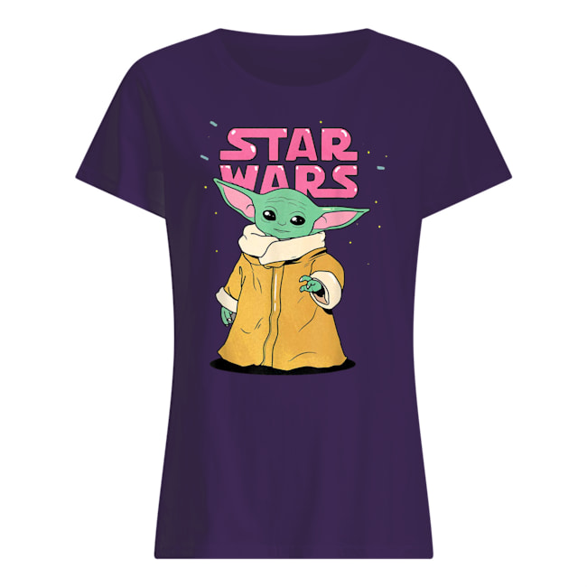 Star wars the mandalorian the child pink bubble letters womens shirt