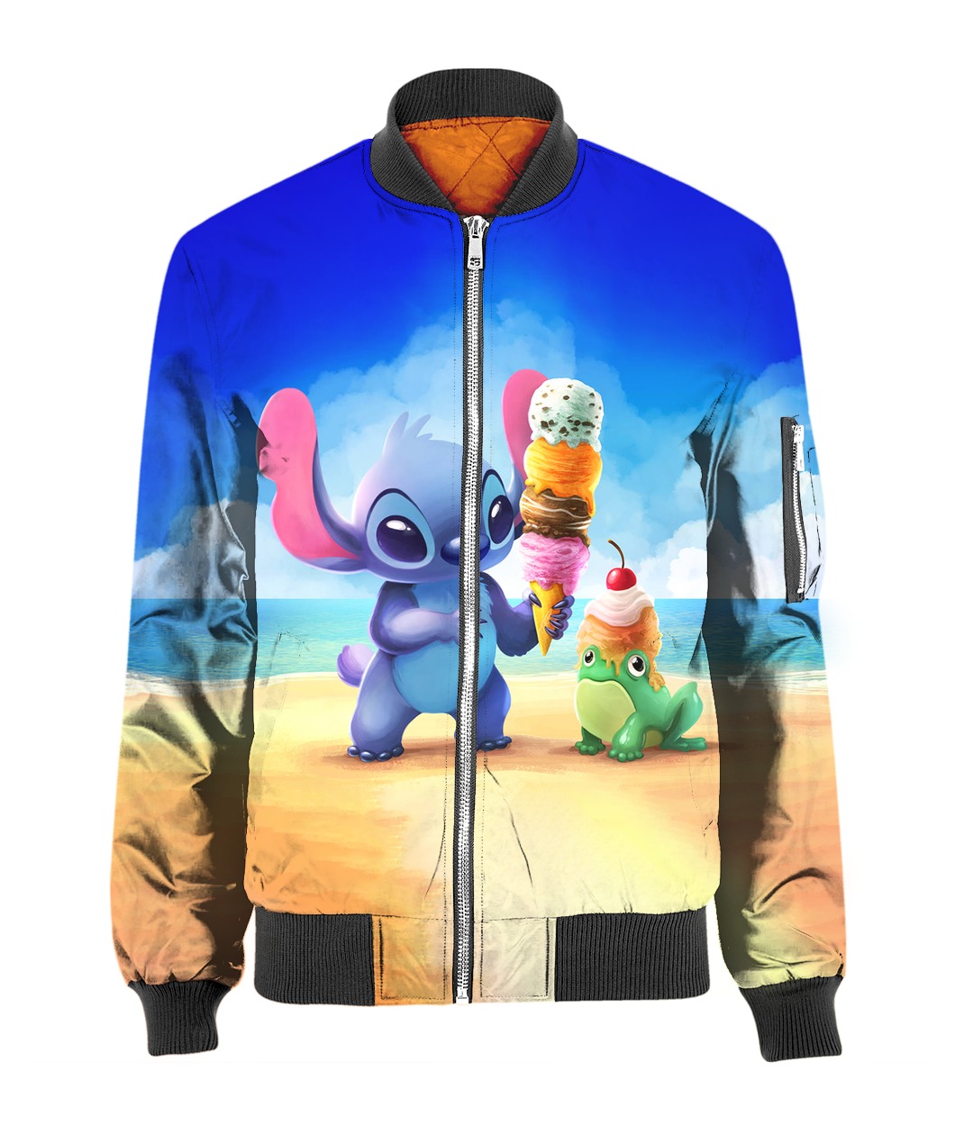 Stitch and ice-cream all over printed bomber