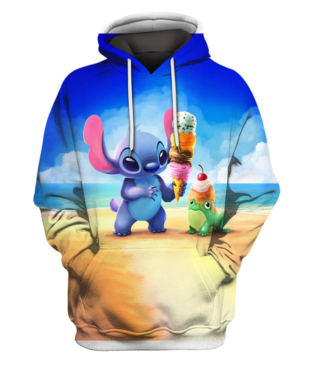 Stitch and ice-cream all over printed hoodie