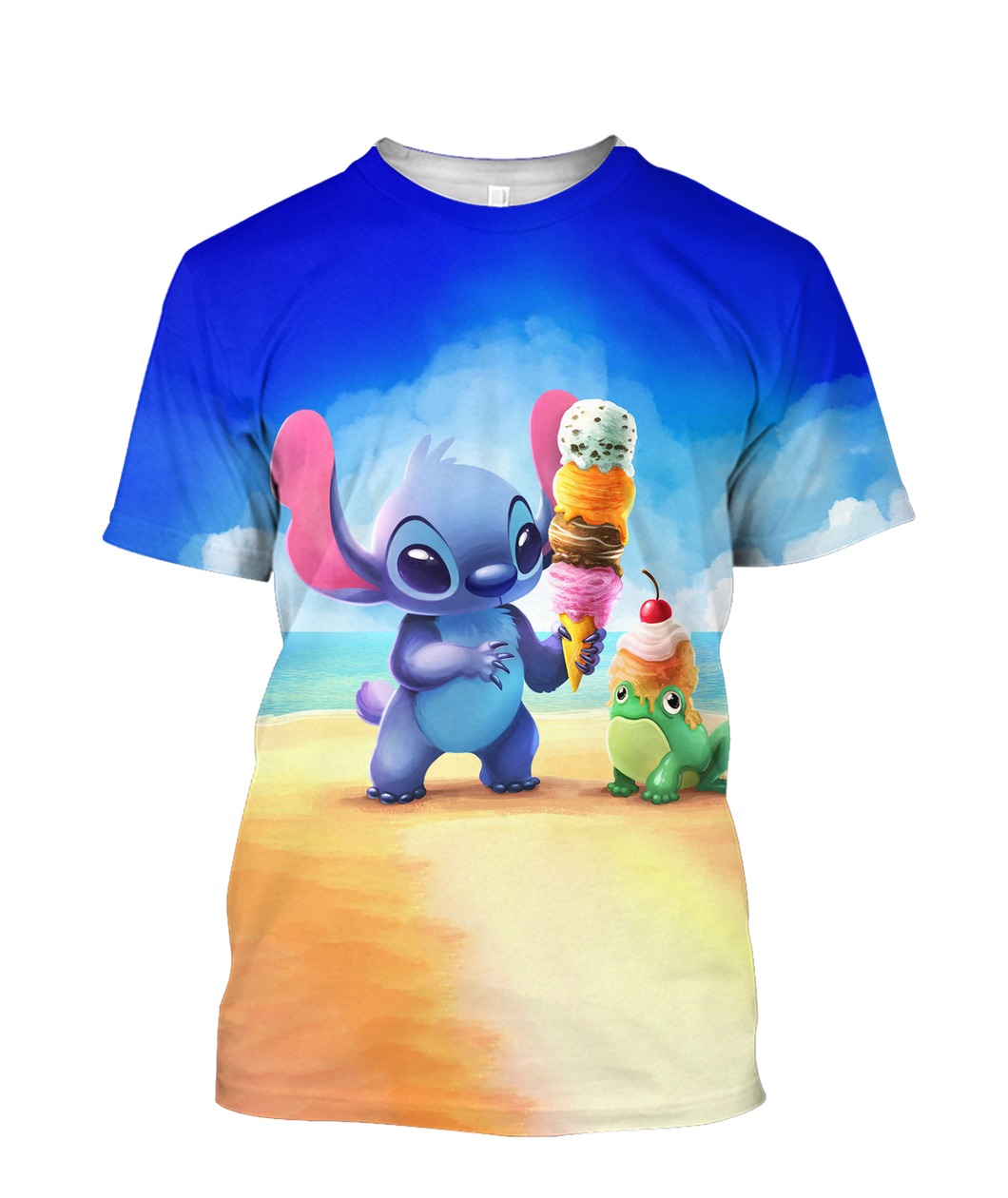 Stitch and ice-cream all over printed tshirt