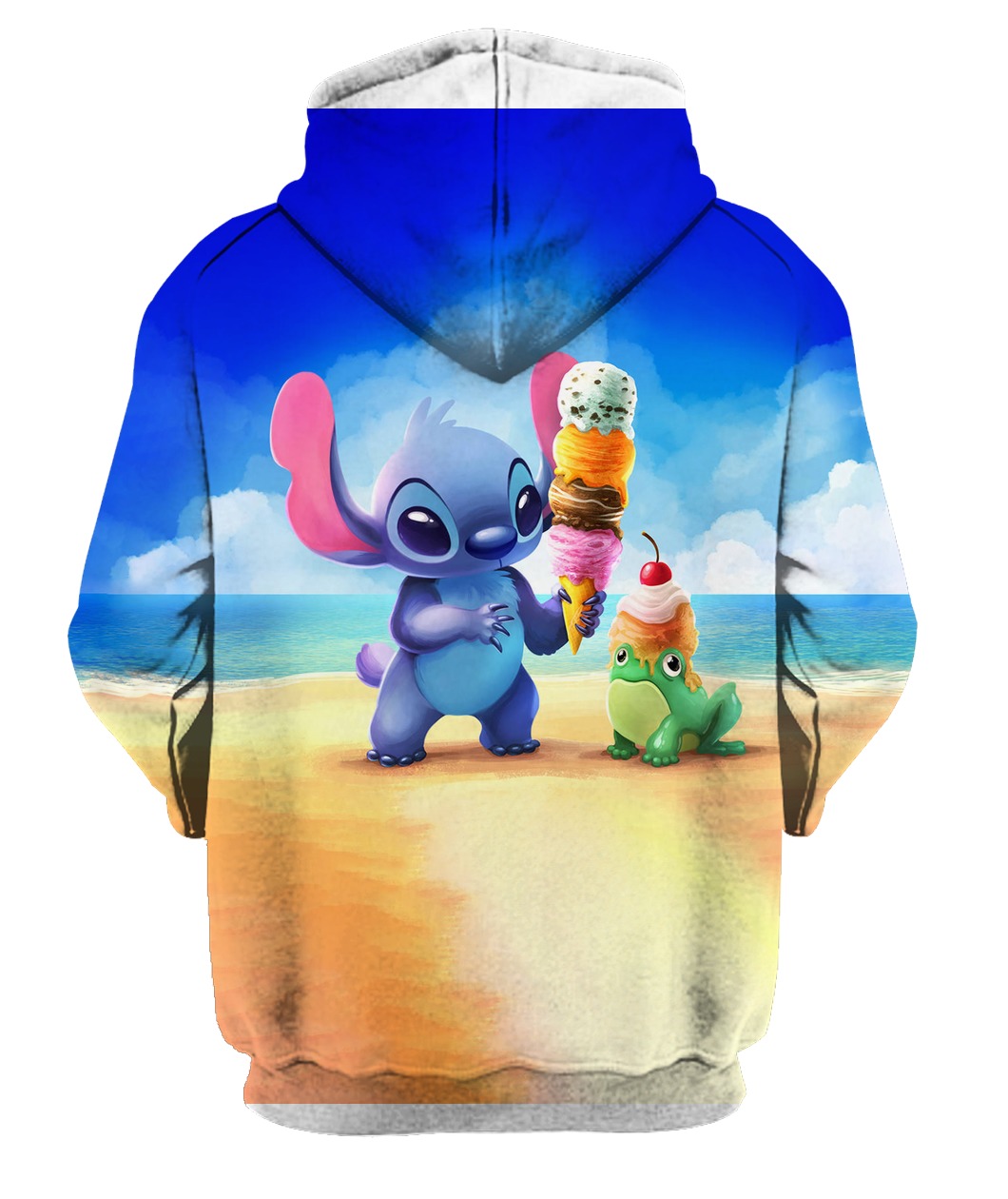 Stitch and ice-cream all over printed zip hoodie - back