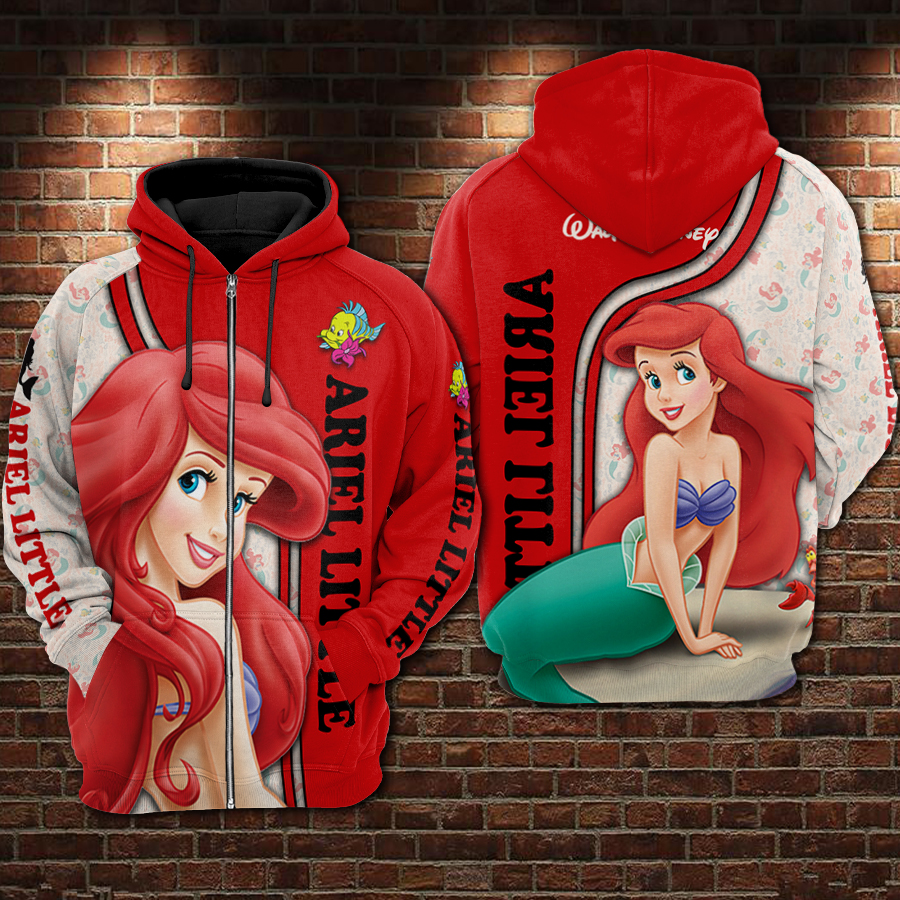 The little mermaid ariel all over printed zip hoodie